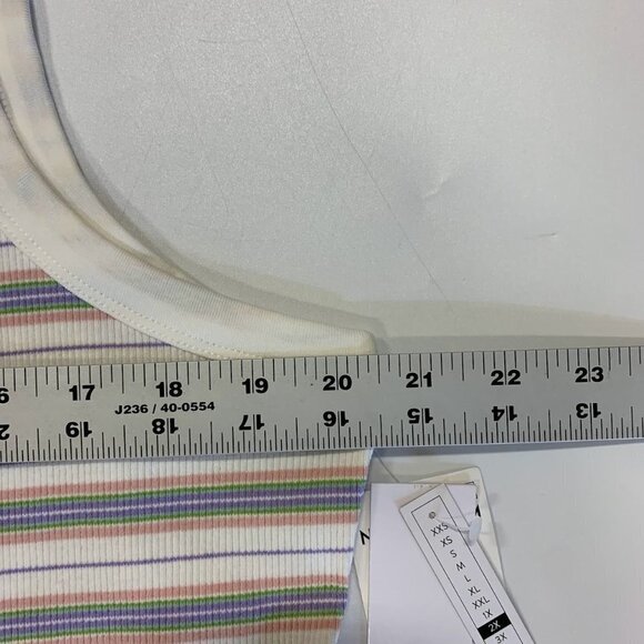 Nordstrom BP Women's White Kalee‎ Stripe Cotton Rib Knit Ringer Tank Size 2X NWT - Picture 11 of 12